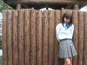 (None) 《Old movie》Ri-chan, who seems to be pure because she sees it in the form of a loose school girl, suddenly gives an outdoor! The threesome started blindfolded.